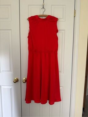 Reitmans Vibrant Red Sleeveless Midi Dress with Gathered Neck